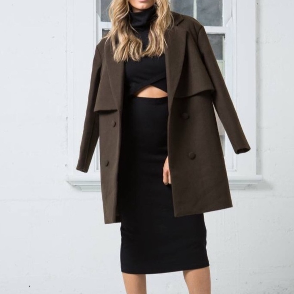 C/meo Collective W Sz Small Khaki Olive ‘Straight Talker’Double Breasted Coat